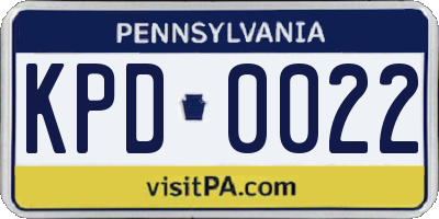 PA license plate KPD0022
