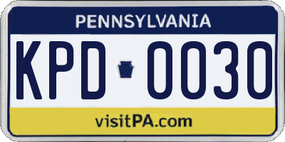 PA license plate KPD0030