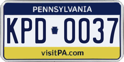 PA license plate KPD0037