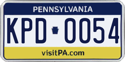 PA license plate KPD0054