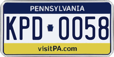 PA license plate KPD0058