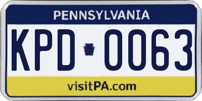 PA license plate KPD0063