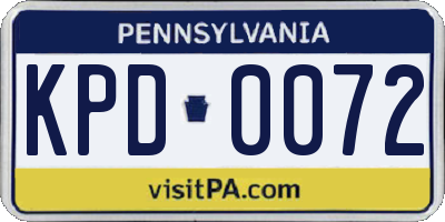 PA license plate KPD0072