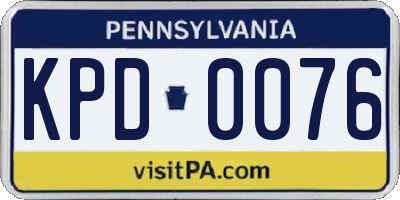 PA license plate KPD0076