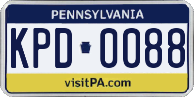 PA license plate KPD0088