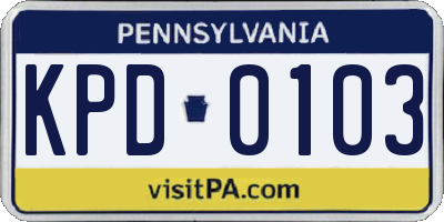 PA license plate KPD0103