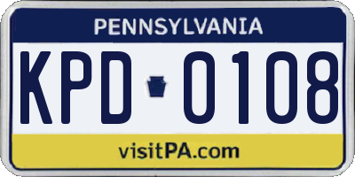 PA license plate KPD0108