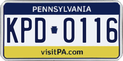PA license plate KPD0116