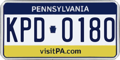 PA license plate KPD0180