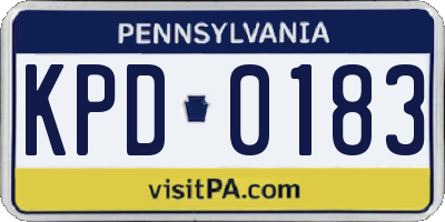 PA license plate KPD0183