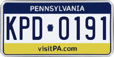PA license plate KPD0191