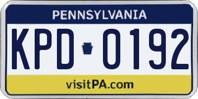 PA license plate KPD0192
