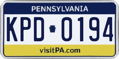 PA license plate KPD0194