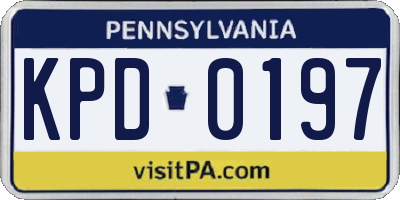 PA license plate KPD0197