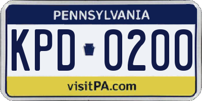 PA license plate KPD0200