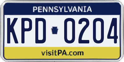 PA license plate KPD0204