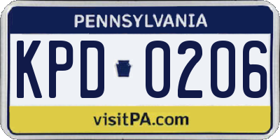 PA license plate KPD0206