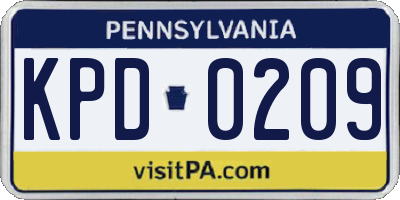 PA license plate KPD0209