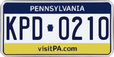 PA license plate KPD0210
