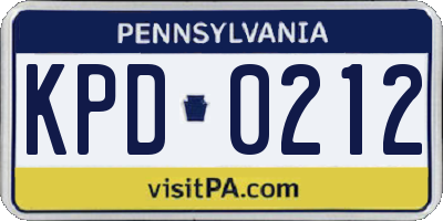 PA license plate KPD0212
