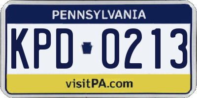 PA license plate KPD0213