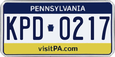 PA license plate KPD0217