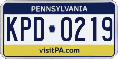 PA license plate KPD0219