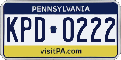 PA license plate KPD0222