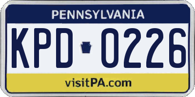PA license plate KPD0226