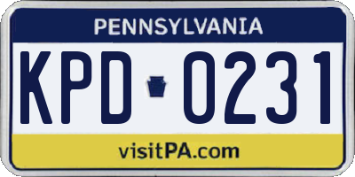 PA license plate KPD0231