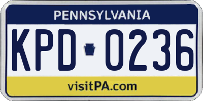 PA license plate KPD0236