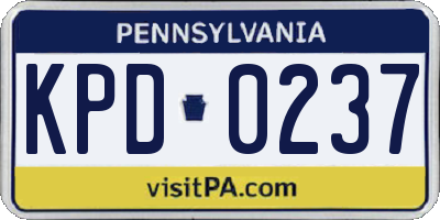PA license plate KPD0237