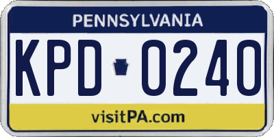 PA license plate KPD0240