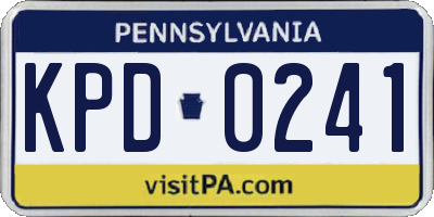 PA license plate KPD0241