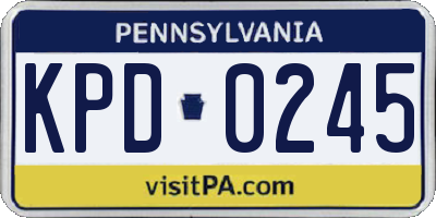 PA license plate KPD0245