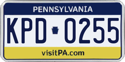 PA license plate KPD0255