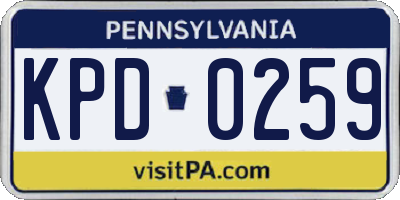 PA license plate KPD0259
