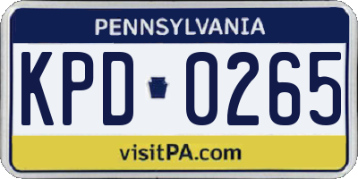 PA license plate KPD0265