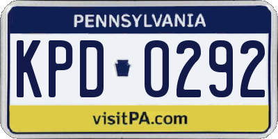 PA license plate KPD0292