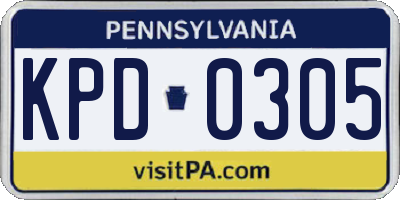 PA license plate KPD0305
