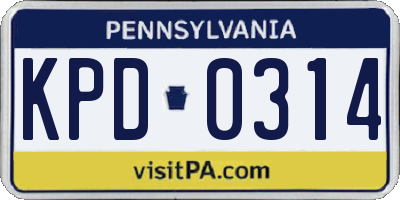 PA license plate KPD0314
