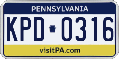 PA license plate KPD0316