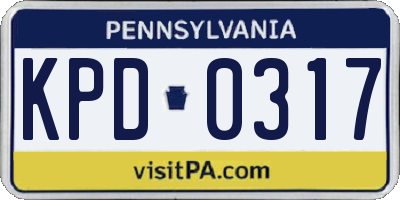 PA license plate KPD0317
