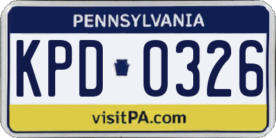 PA license plate KPD0326