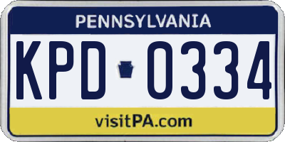 PA license plate KPD0334