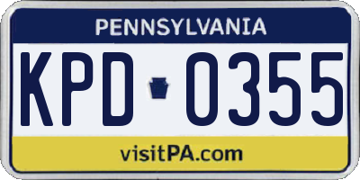 PA license plate KPD0355
