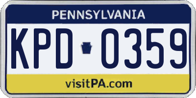 PA license plate KPD0359