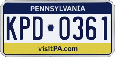 PA license plate KPD0361
