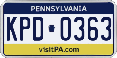 PA license plate KPD0363