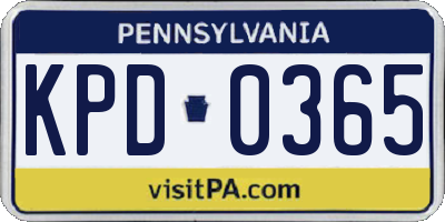 PA license plate KPD0365